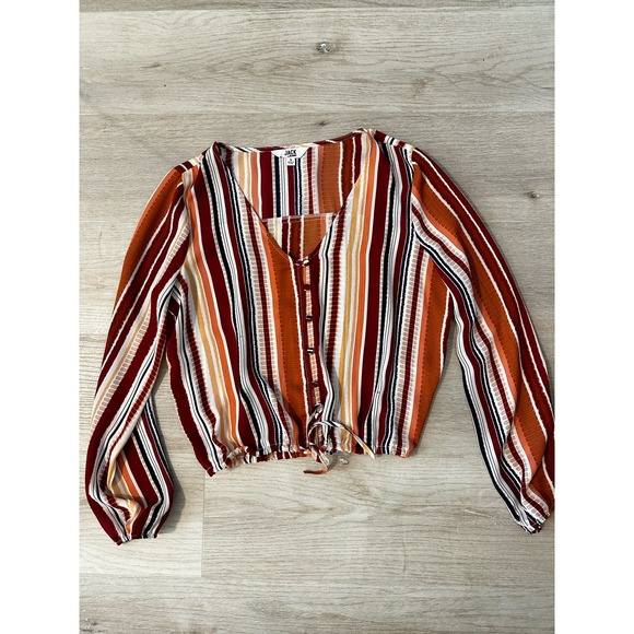 Lulu’s Striped Cropped Long Sleeve lightweight size Small - Picture 2 of 6